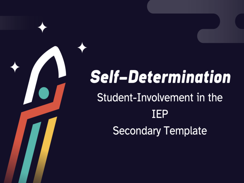 Navy background with the I'm Determined Rocket logo. Text reads: Self-Determination. Student-Involvement in the IEP. Secondary Template